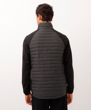 jaqueta puffer sem capuz esportiva ace preta