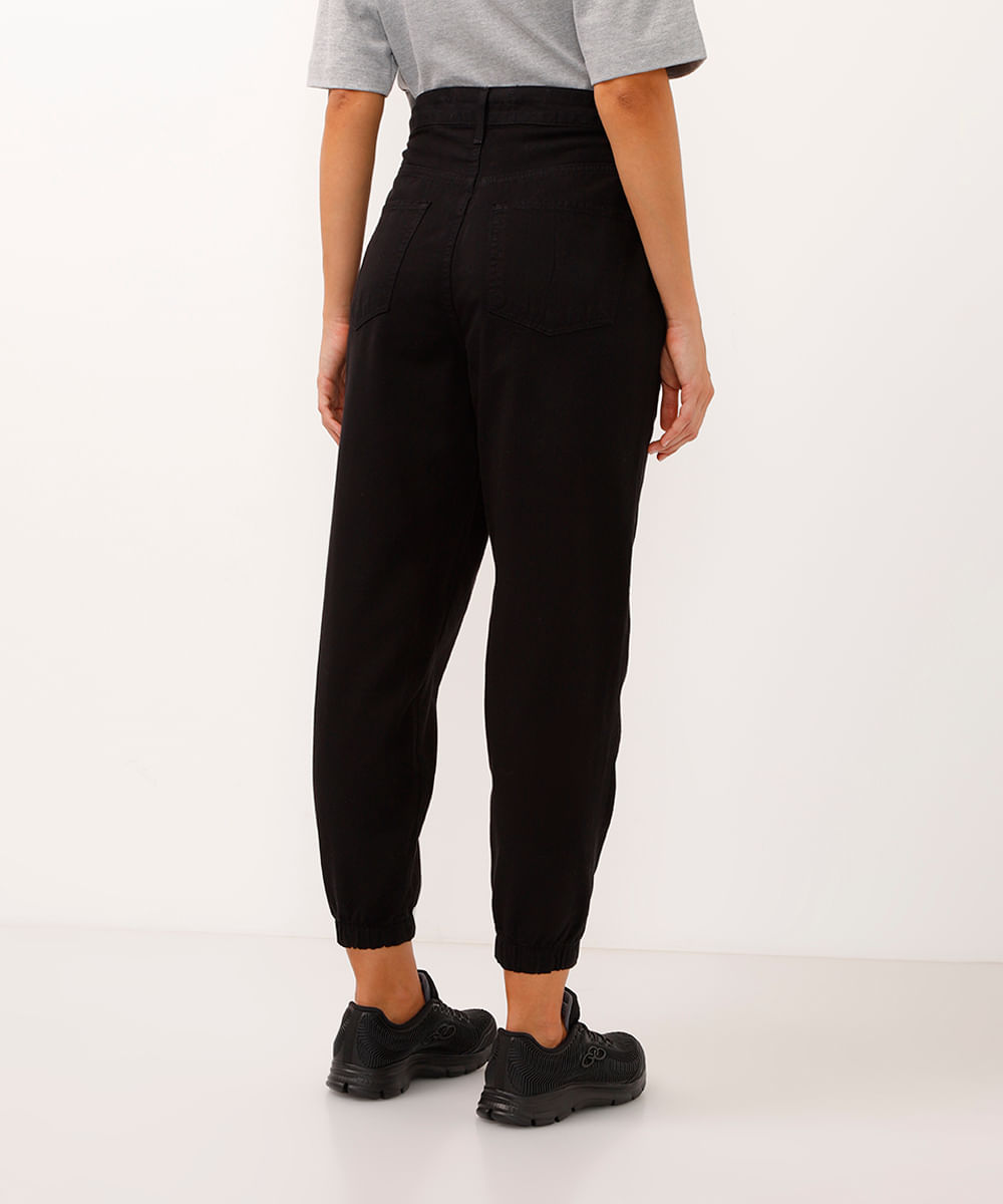 calça jogger de sarja cintura alta preta