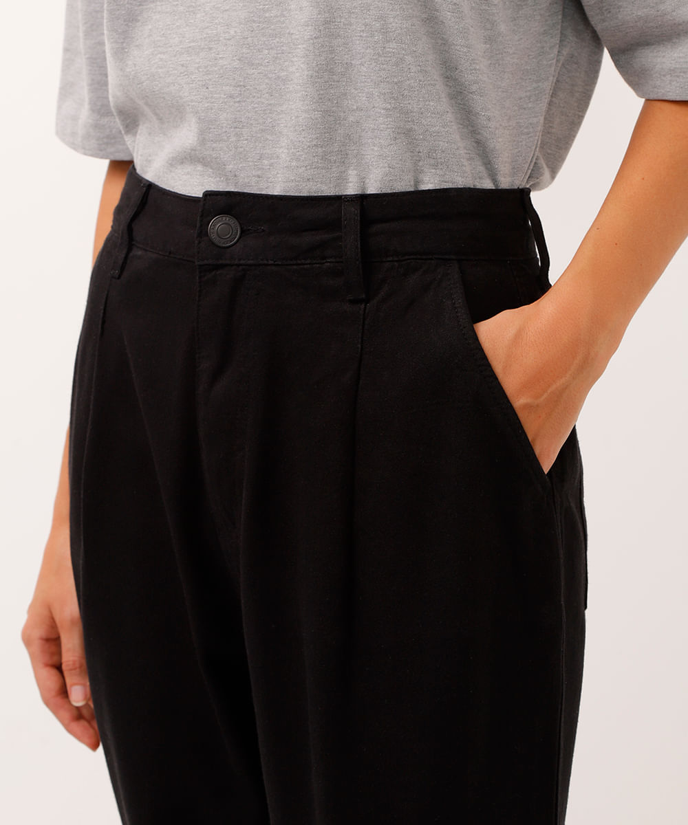 calça jogger de sarja cintura alta preta