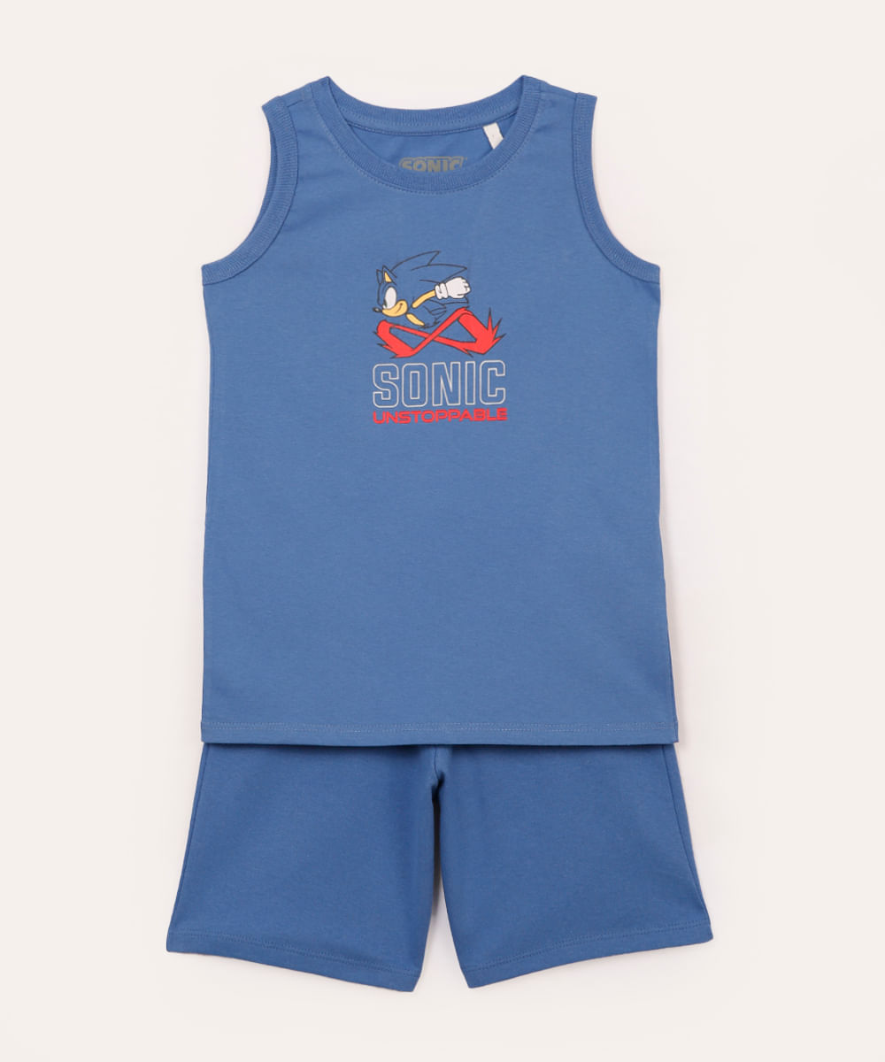 conjunto infantil sonic azul