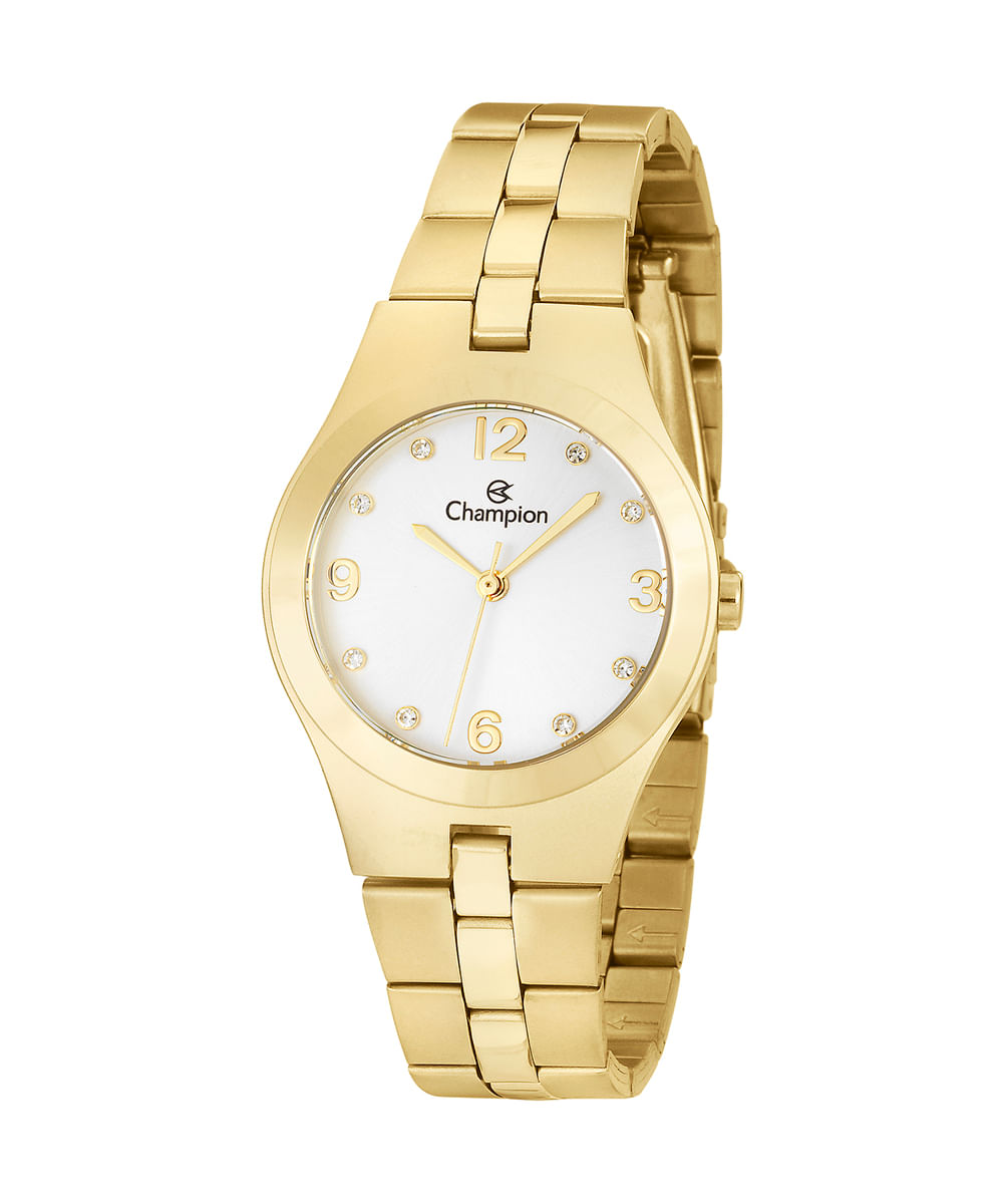 relógio champion cn25467h analógico dourado