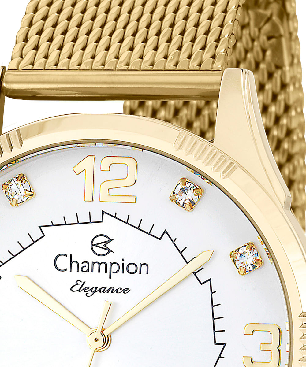 relógio feminino champion analógico  cn25814e dourado