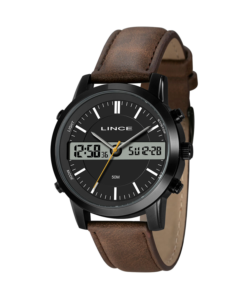 relógio masculino lince analógico digital mac4764l46 p1mx preto
