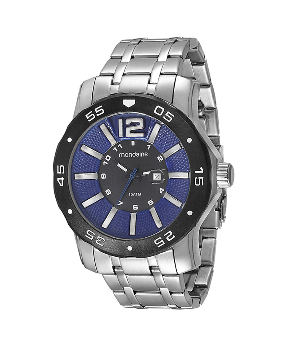 relógio mondaine 94851g0mvna2 analógico com calendário prateado