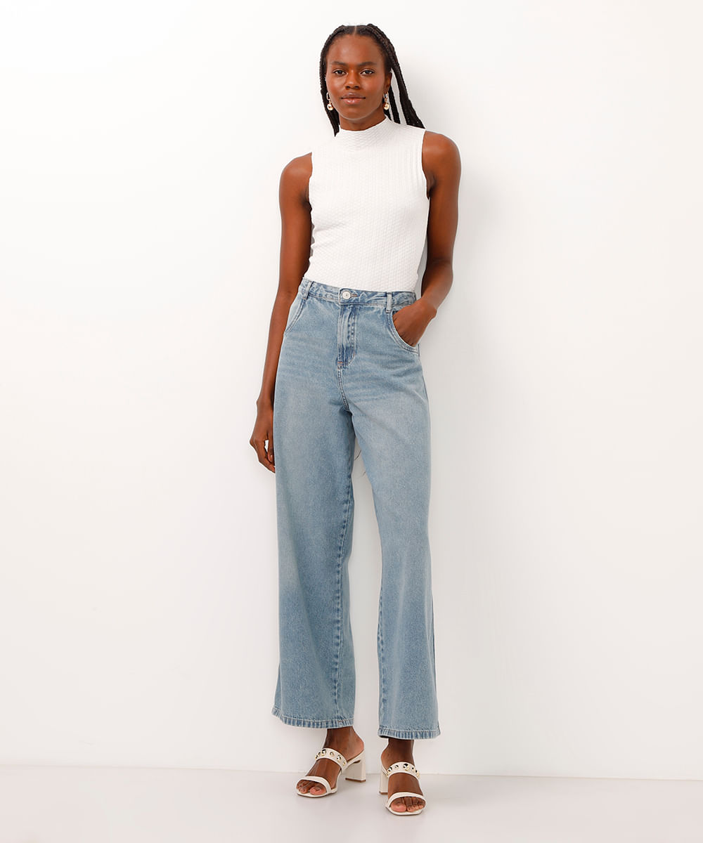 regata gola alta texturizada off white