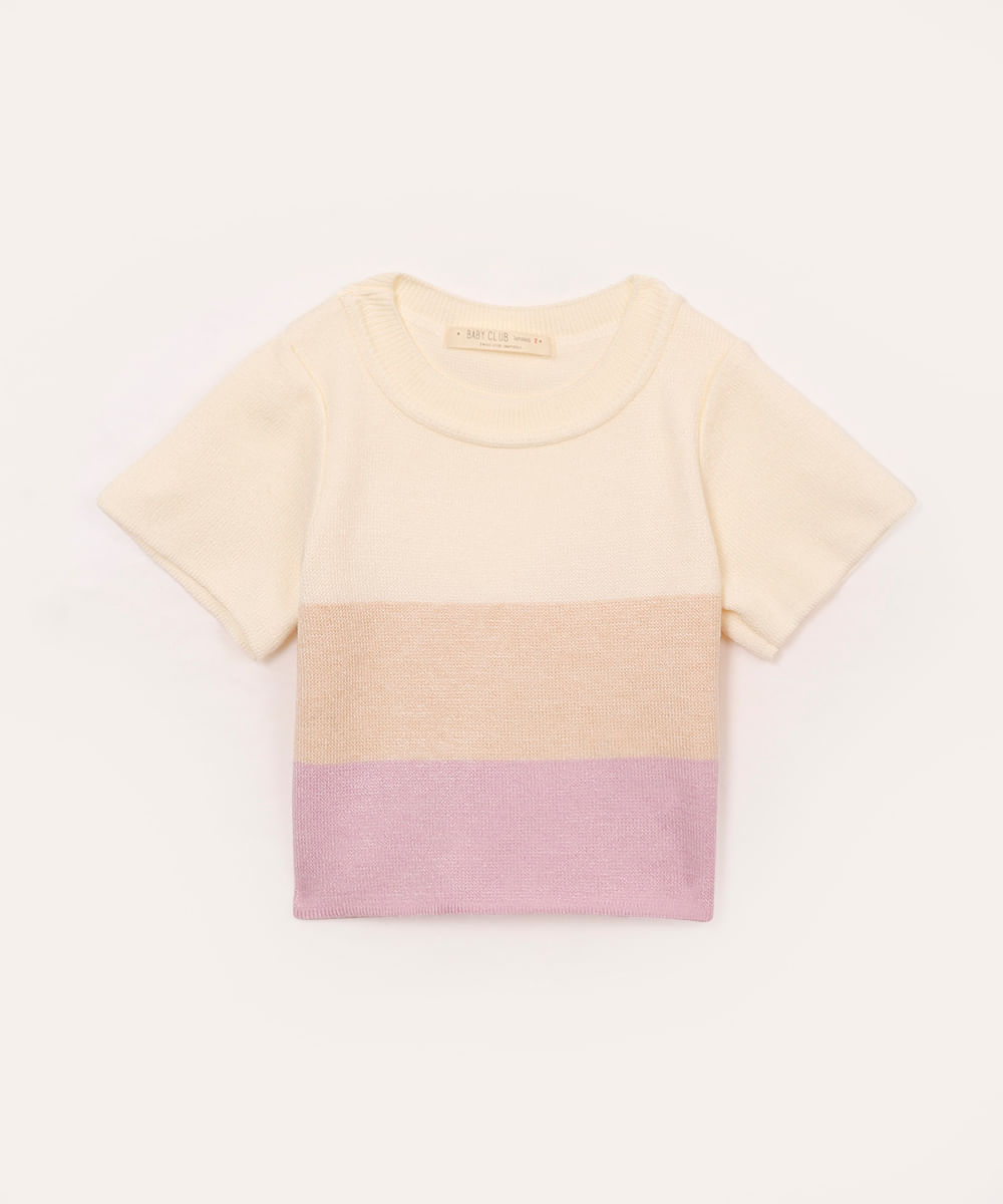 camiseta de tricot infantil listrada colorida