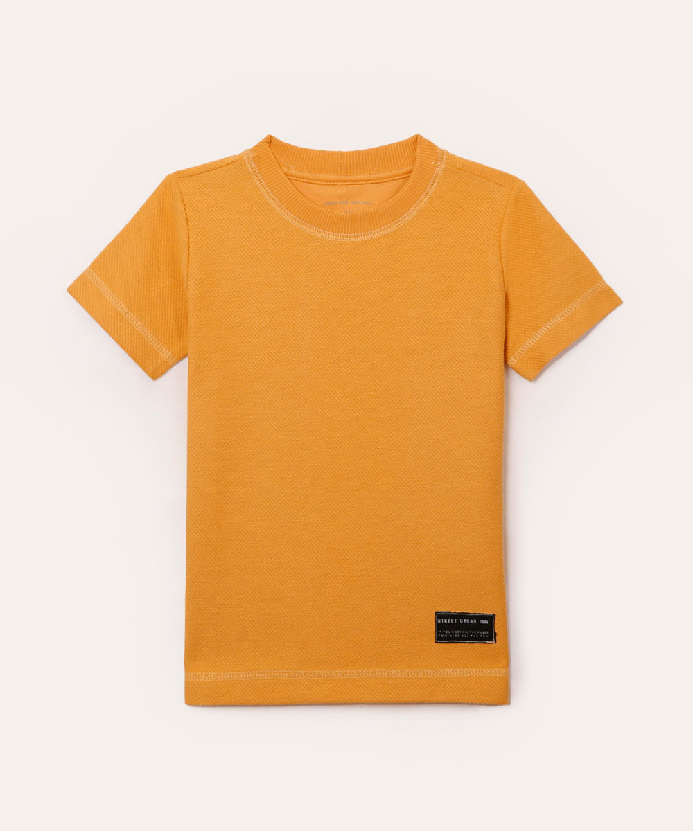 camiseta de moletom infantil manga curta amarelo