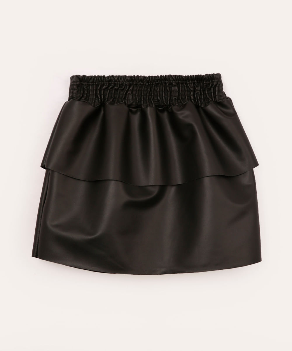 saia curta de poliuretano infantil preta