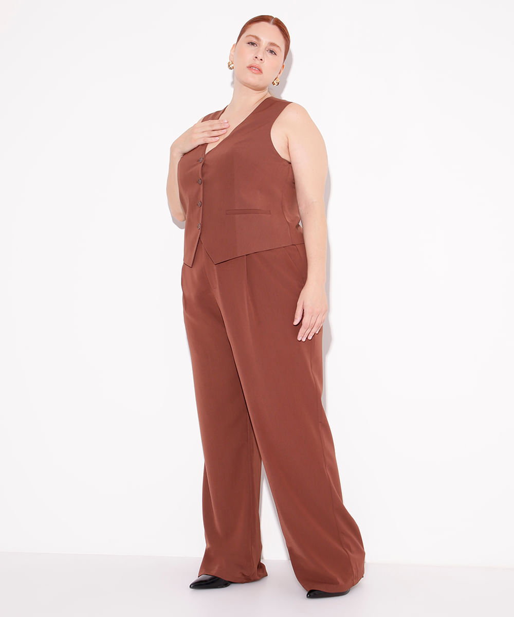 colete alfaiatatia plus size mindset marrom