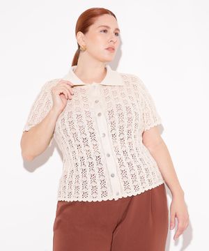 blusa de tricot com botões mindset - amarelo claro