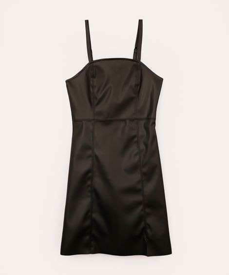vestido curto de poliuretano juvenil preto
