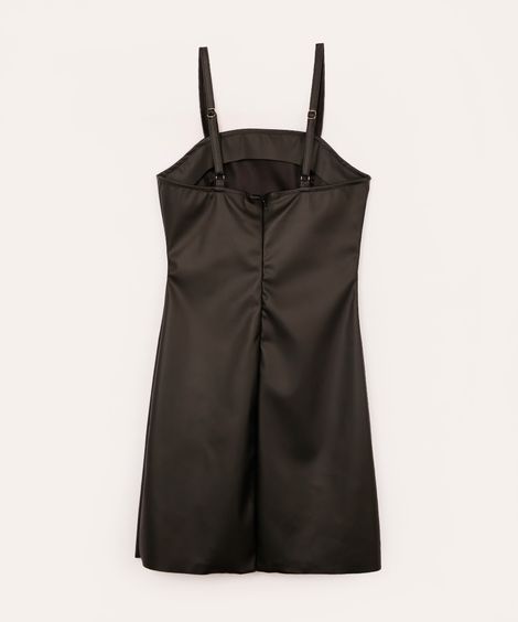 vestido curto de poliuretano juvenil preto