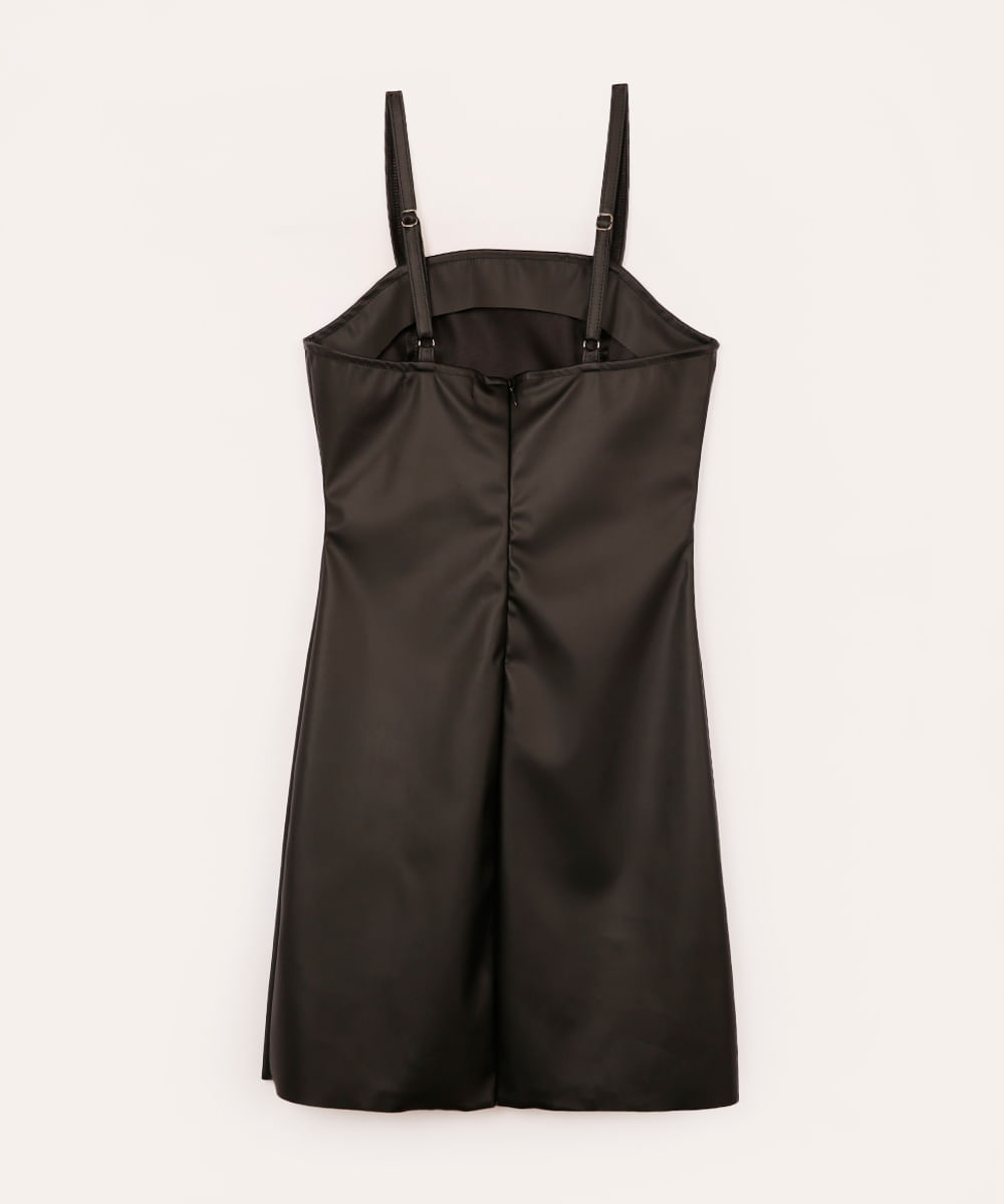 vestido curto de poliuretano juvenil preto