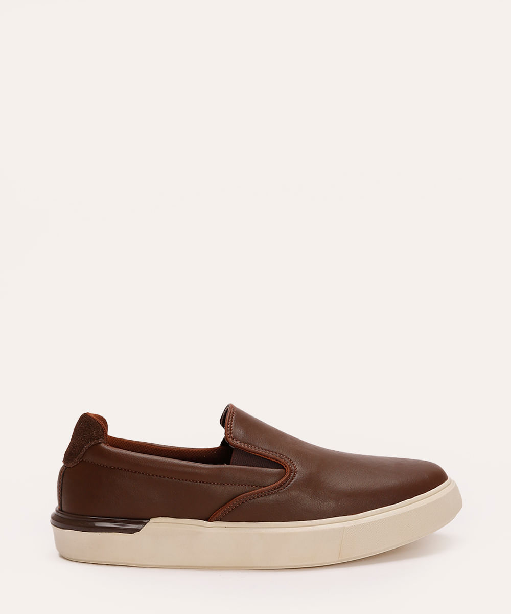 tênis slip on com recorte oneself caramelo Menor preço em tênis slip on com recorte oneself caramelo