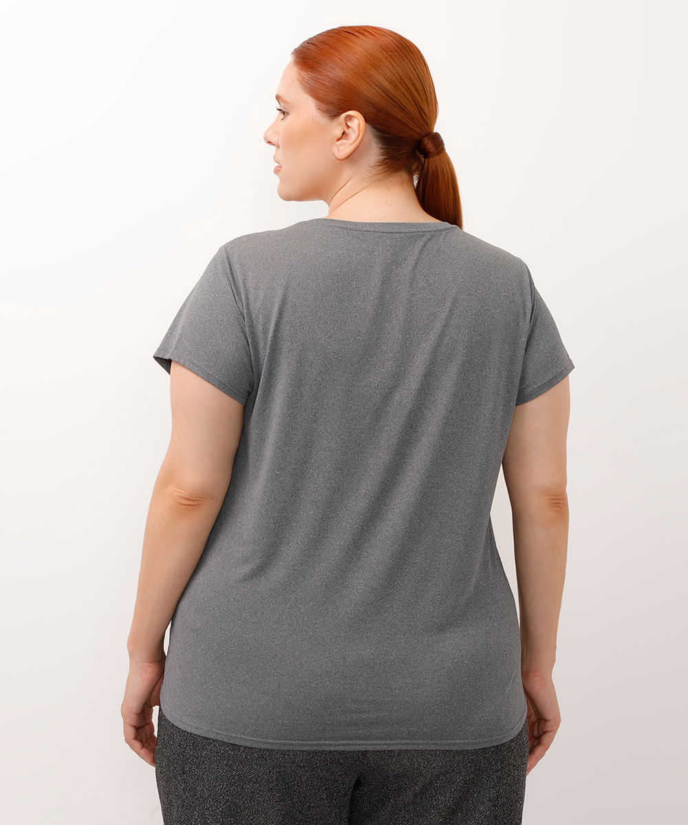 camiseta plus size de poliamida ace esportiva cinza