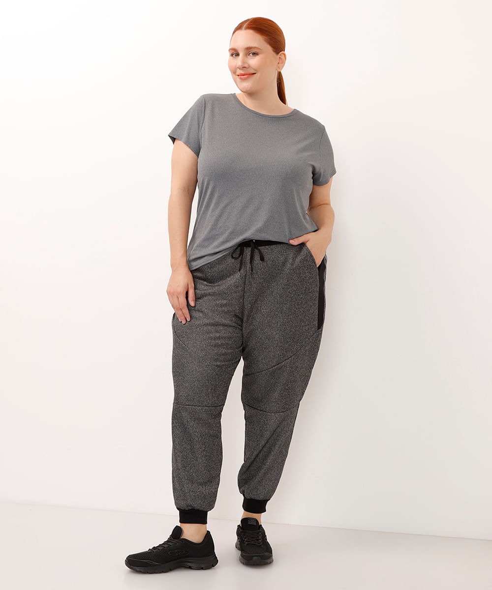 camiseta plus size de poliamida ace esportiva cinza