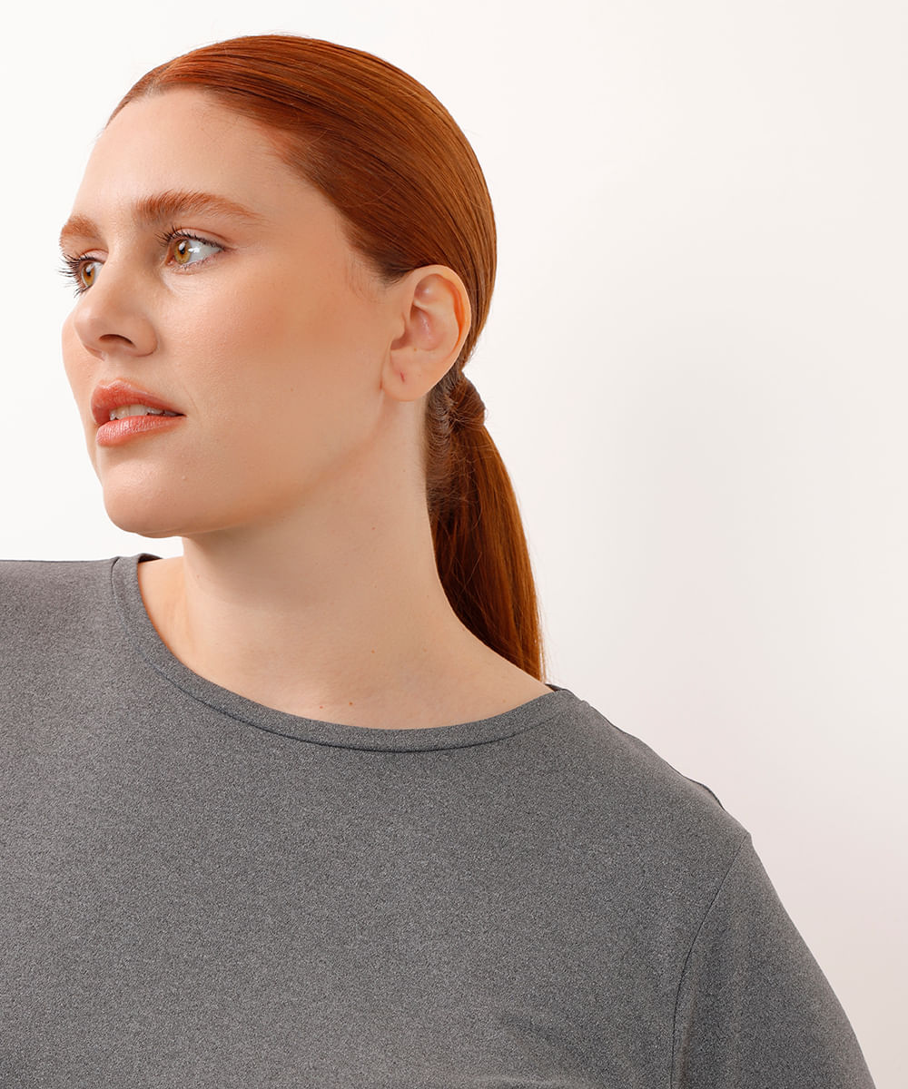 camiseta plus size de poliamida ace esportiva cinza