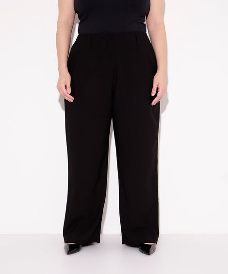 calça reta de alfaiataria plus size mindset preta