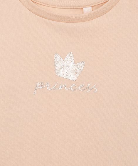 camiseta de algodão infantil manga longa princess bege