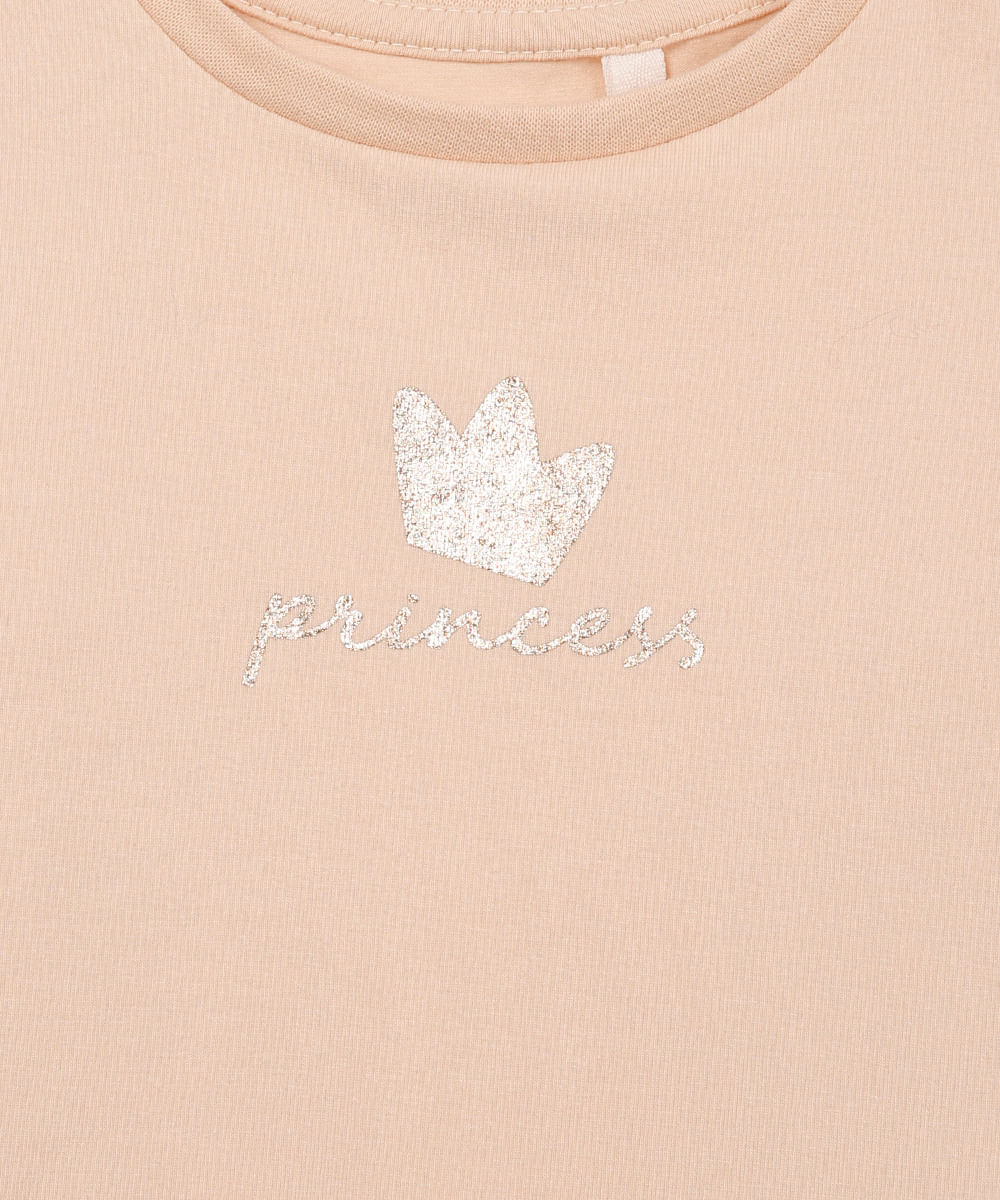 camiseta de algodão infantil manga longa princess bege