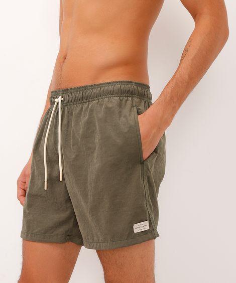 short cós elástico com cordão bege - verde militar