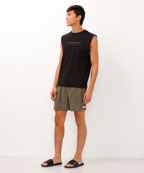 short cós elástico com cordão bege - verde militar