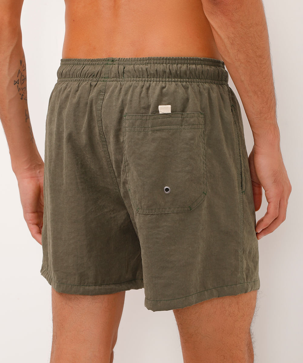 short cós elástico com cordão bege - verde militar