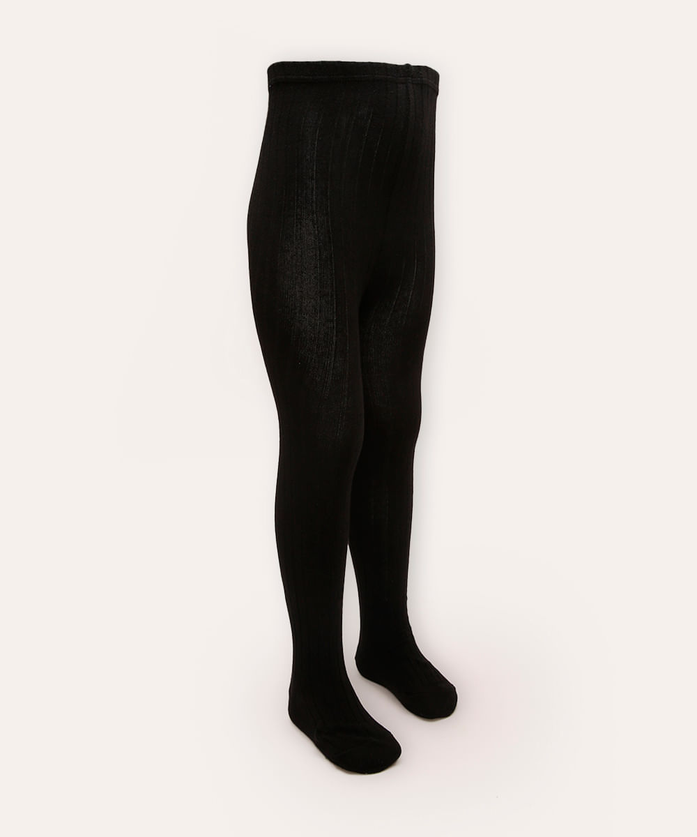 meia calça infantil texturizada preta