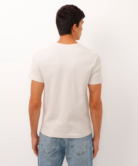 camiseta de algodão manga curta texturizada off white