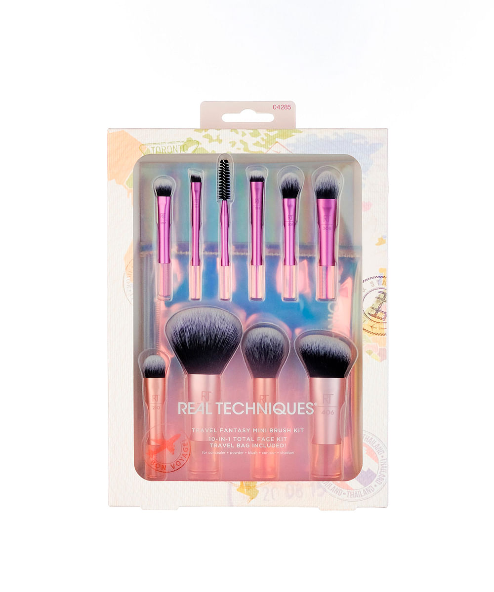 Kit de minipincéis para maquiagem e viagem, da Unico na C&A