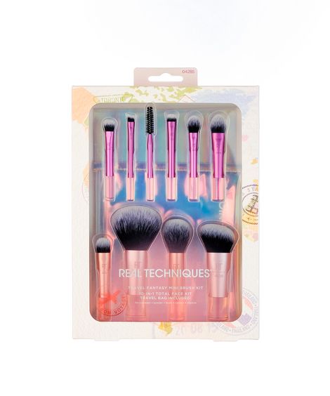 kit de mini pincéis para maquiagem e viagem travel bag best 10 real techniques