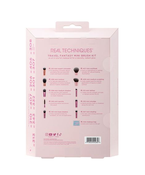 kit de mini pincéis para maquiagem e viagem travel bag best 10 real techniques