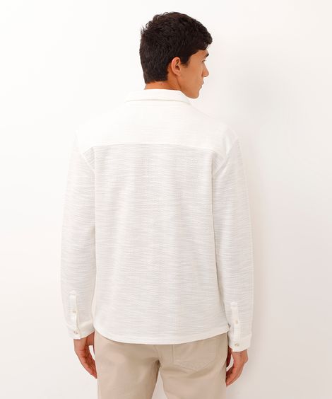 camisa manga longa texturizada off white