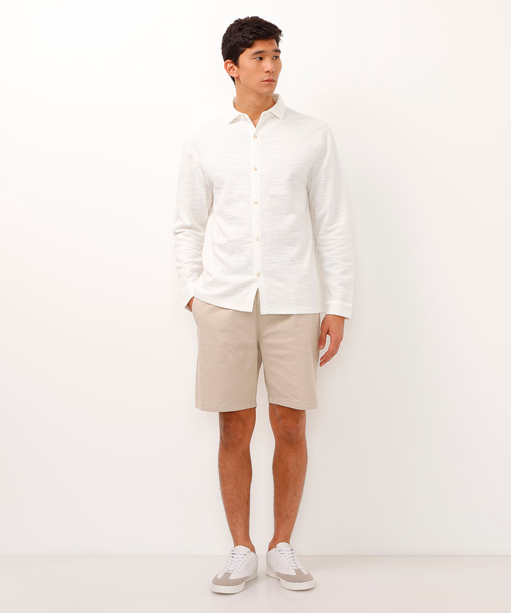 camisa manga longa texturizada off white