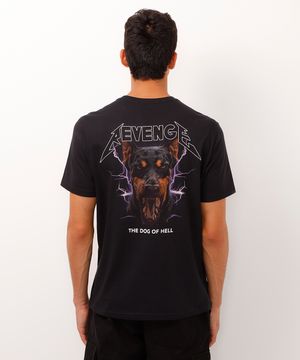 camiseta de algodão manga curta revenge preta