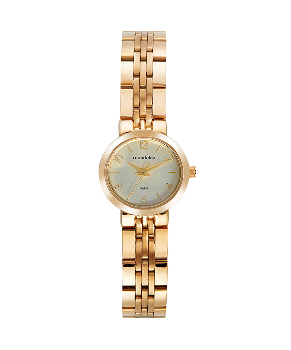 relógio mondaine 32732lpmvde1kk analógico dourado