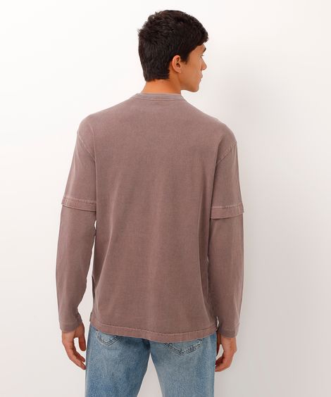 camiseta de algodão manga longa soho marrom