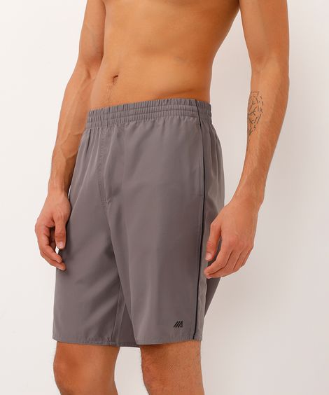 bermuda esportiva masculina reta com nervuras cinza