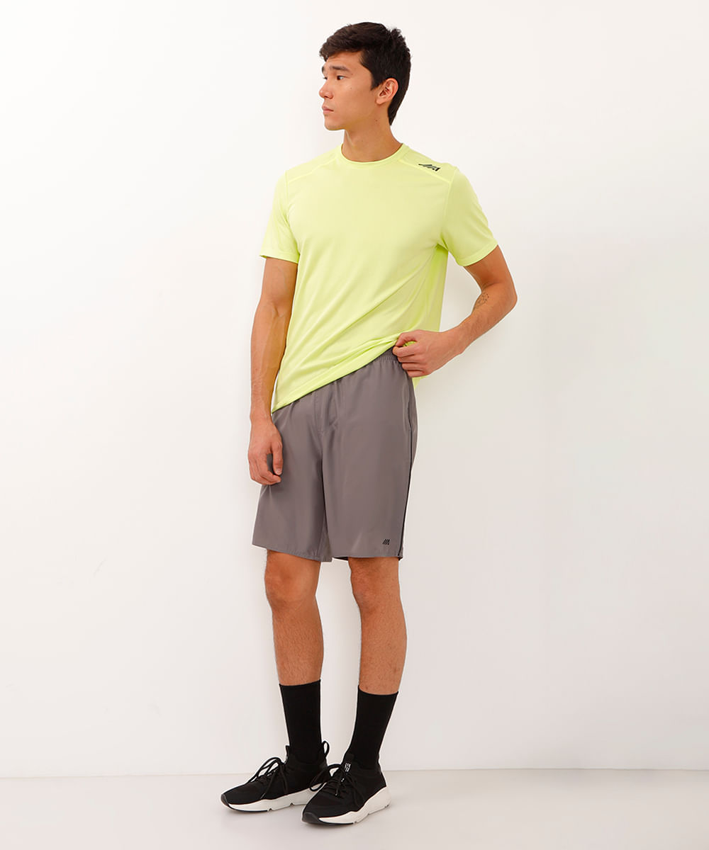 bermuda esportiva masculina reta com nervuras cinza