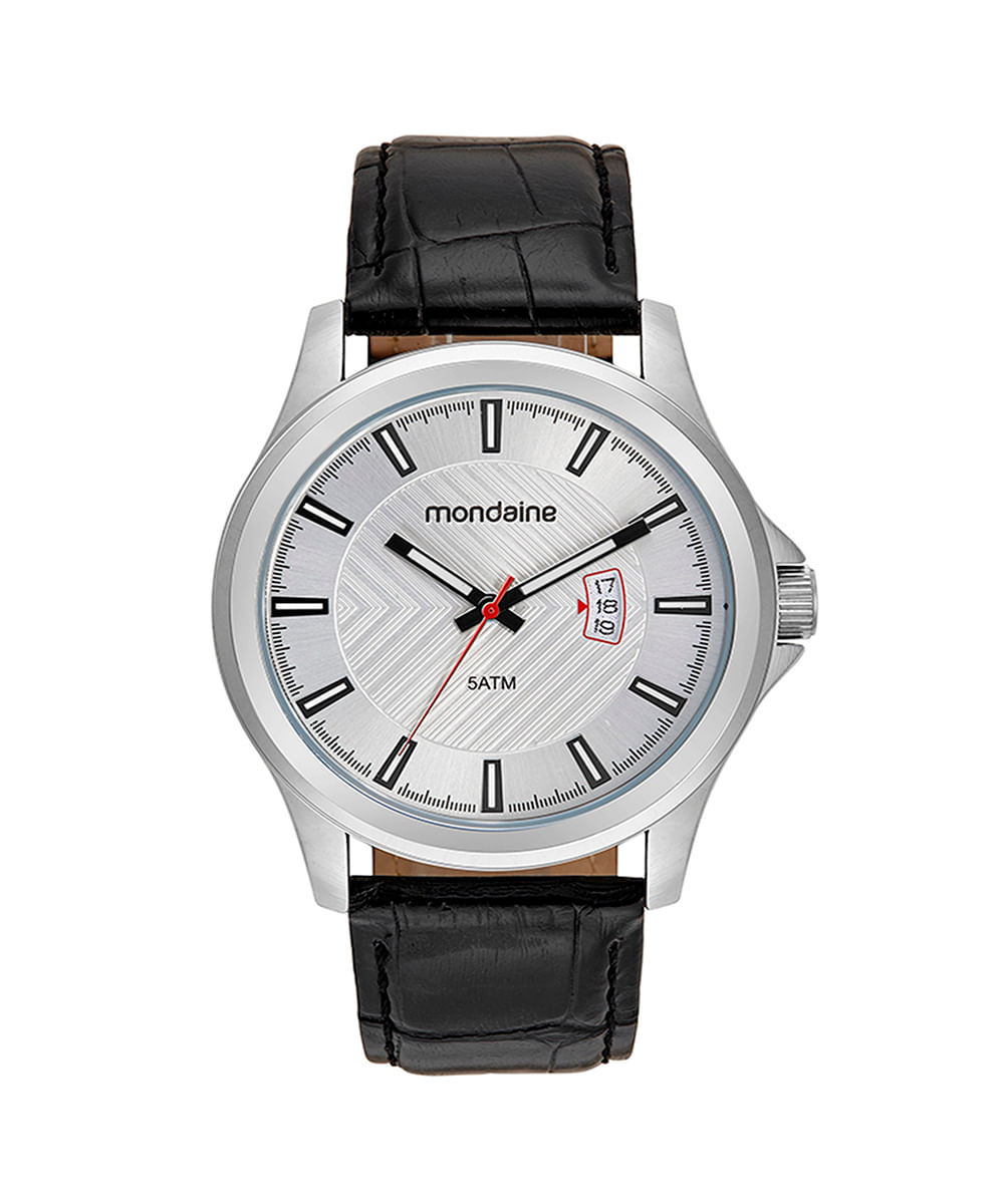relógio mondaine 83505g0mvnh2ks analógico com calendário prateado