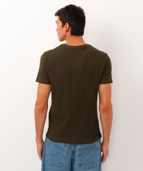 camiseta de algodão manga curta texturizada verde