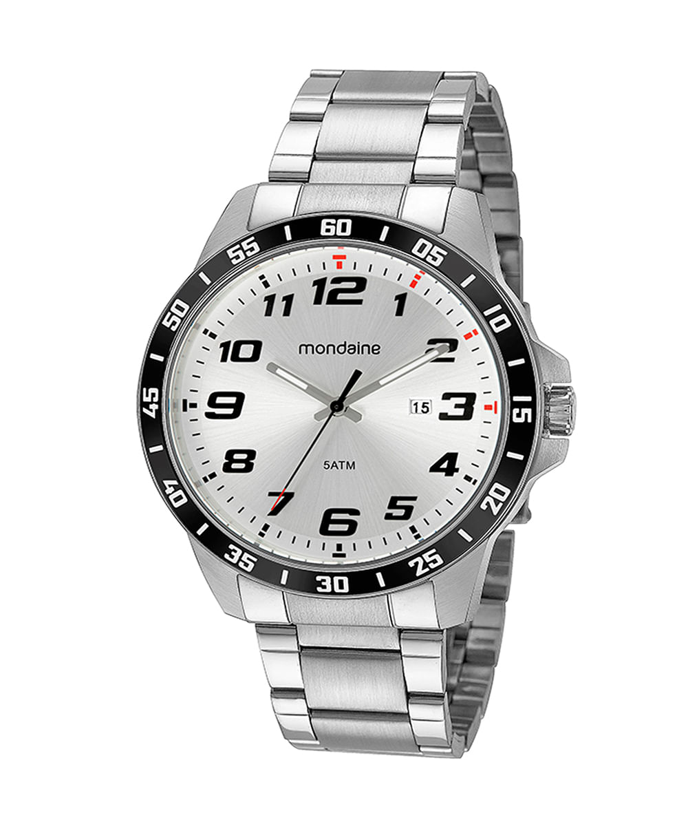 relógio mondaine 99589g0mvna3kt analógico com calendário prateado