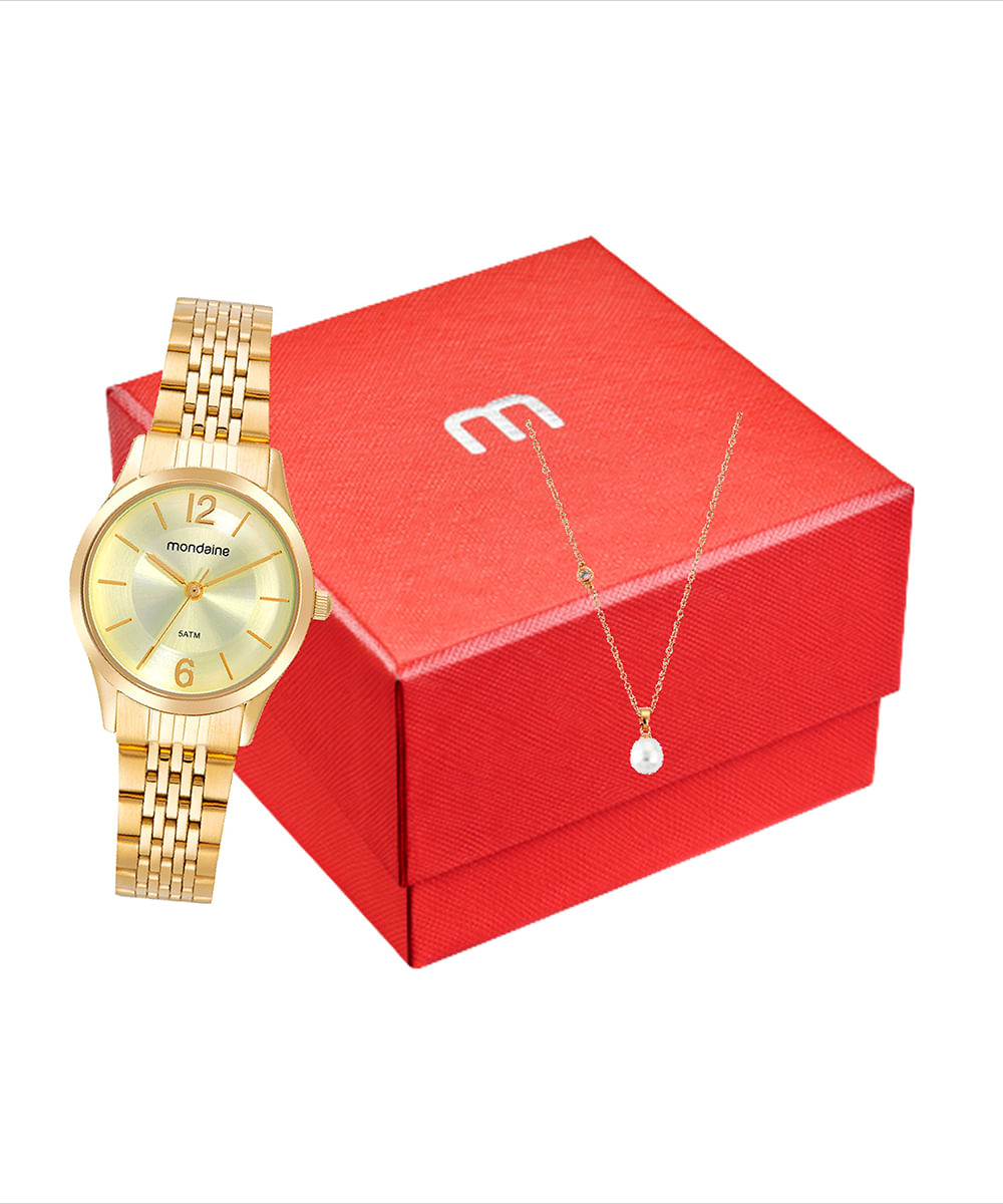 relógio mondaine 32698lpmvde1kk analógico dourado