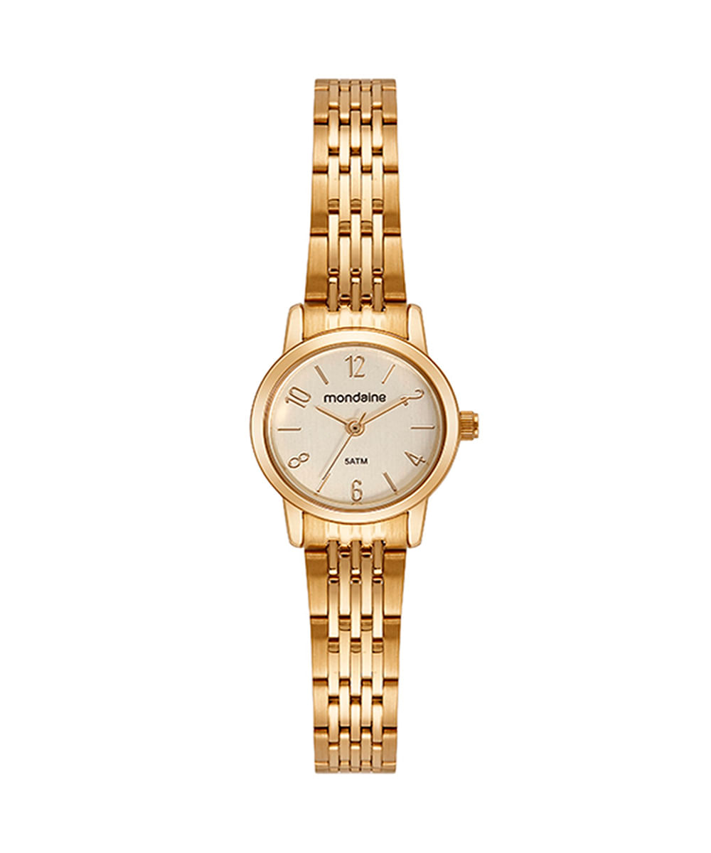 relógio mondaine 32492lpmvde1kk analógico dourado