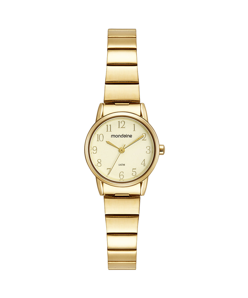 relógio mondaine 32490lpmvde1kk analógico dourado