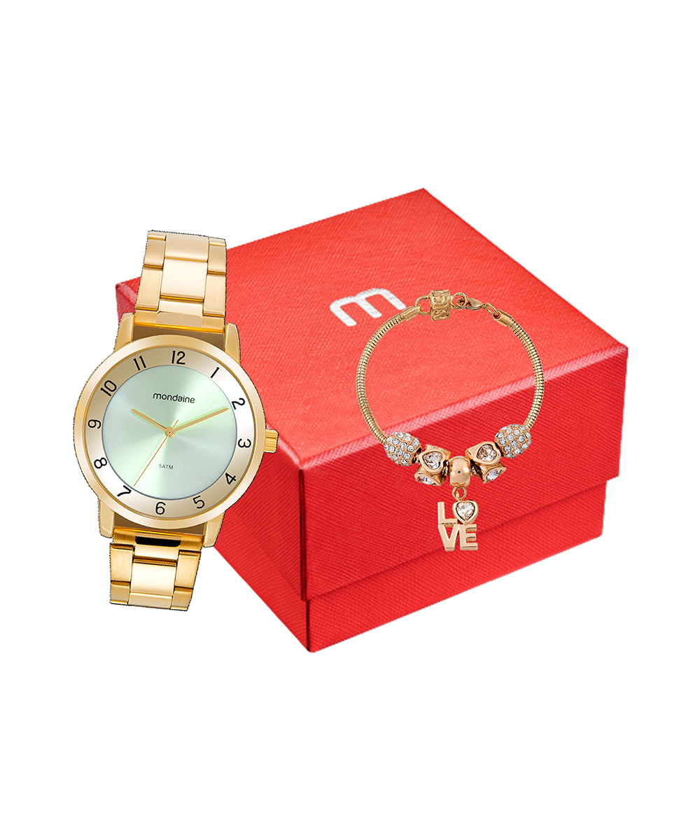 relógio mondaine 99730lpmvde1kt analógico dourado