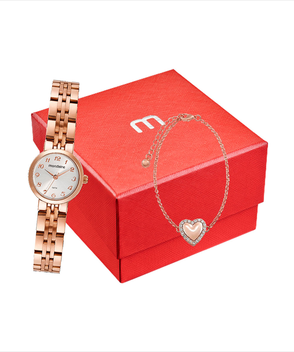 relógio mondaine 32391lpmvre3kt analógico rosê
