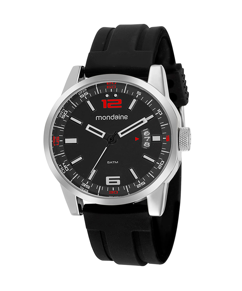 relógio mondaine 32442g0mvni3kt analógico com calendário prateado