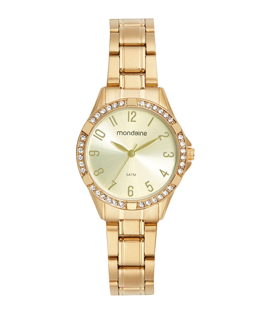 relógio mondaine 32772lpmvde1kt analógico dourado