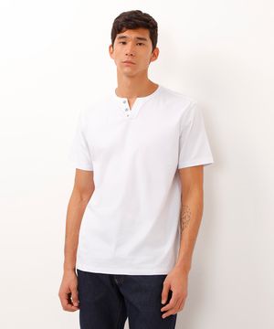 camiseta básica manga curta gola portuguesa - branco